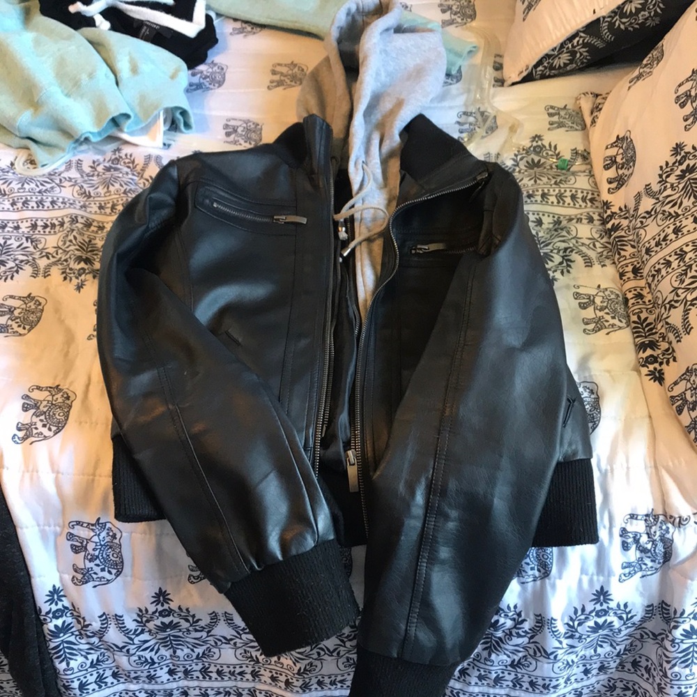 Leather zip up jacket